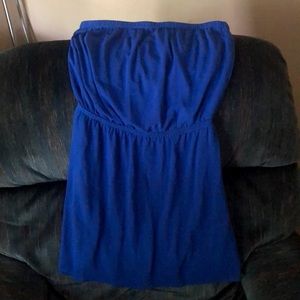 blue  strapless dress